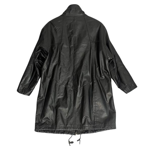 Vintage Wilsons Black Leather Jacket Size Large Thinsulate Lined Chore Overcoat - Picture 4 of 11